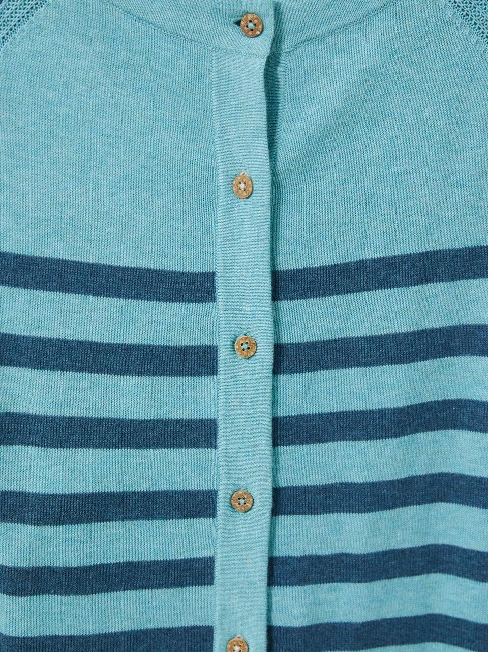 LULU CARDI in BLUE MLT - FLAT DETAIL