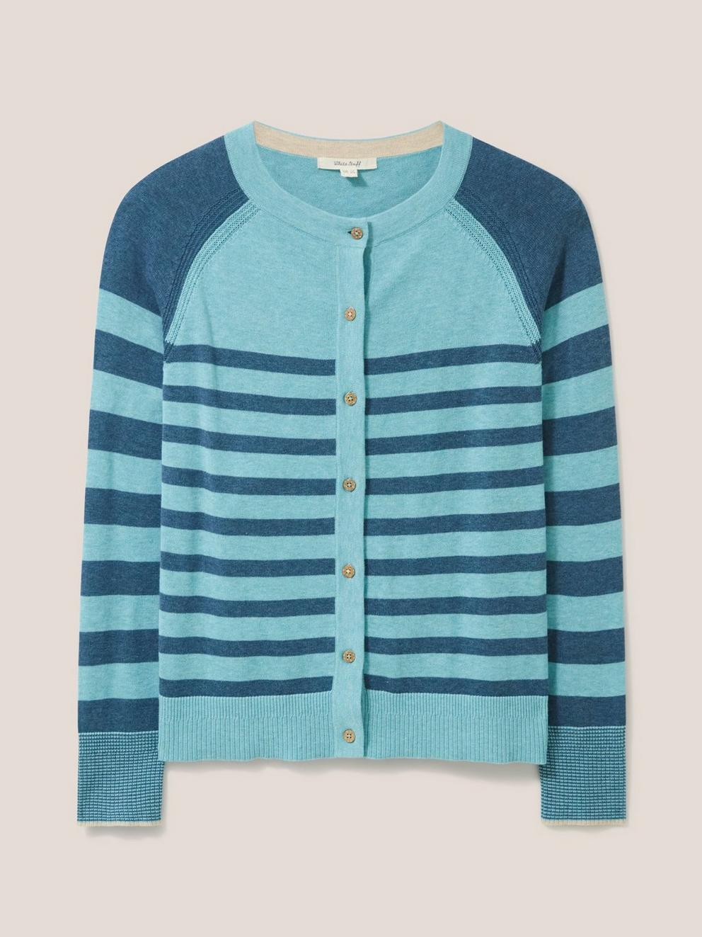 LULU CARDI in BLUE MLT - FLAT FRONT