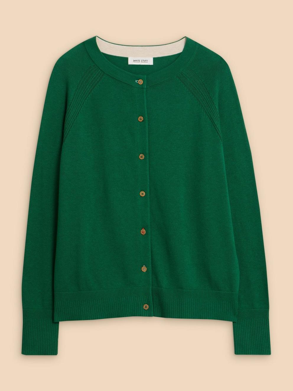 LULU CARDI in BRT GREEN - FLAT FRONT