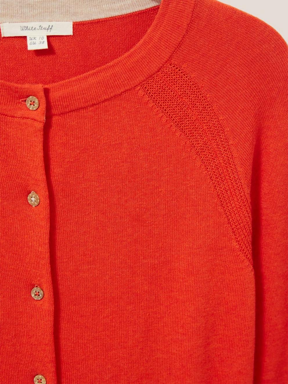 LULU CARDI in BRT ORANGE - FLAT DETAIL