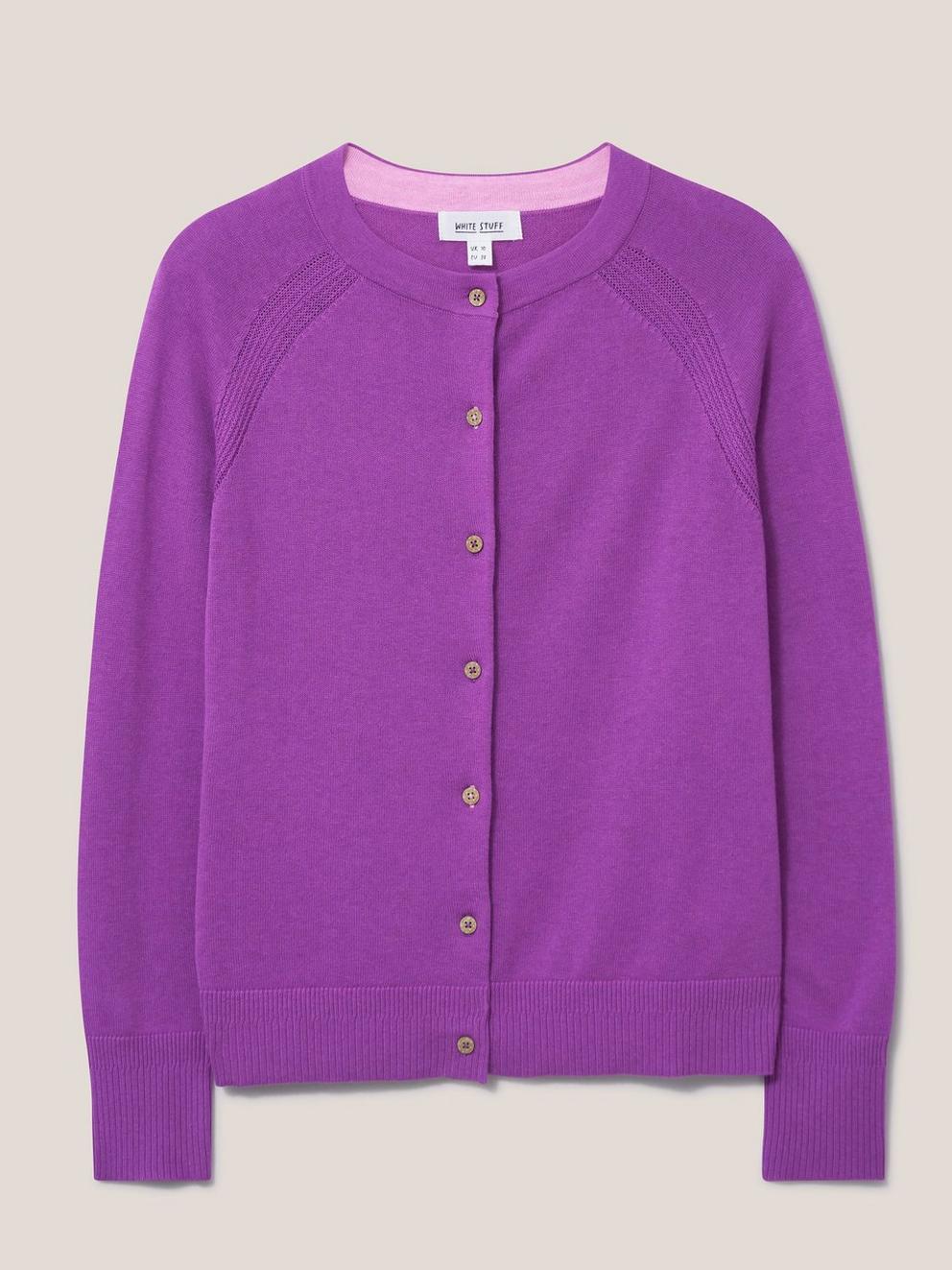 LULU CARDI in BRT PURPLE - FLAT FRONT