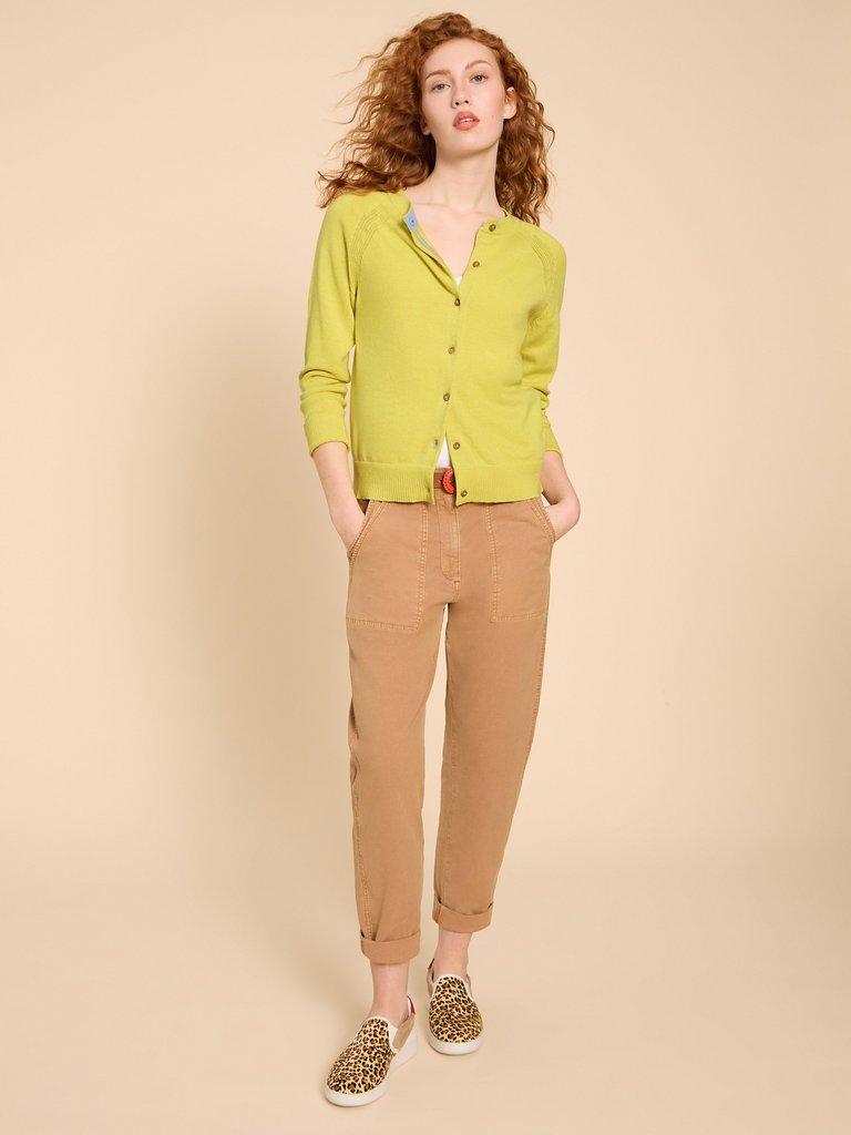 LULU CARDI in BRT YELLOW - MODEL FRONT