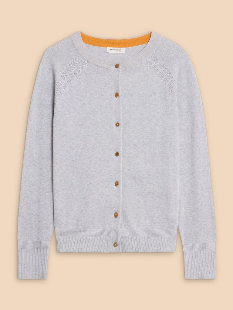 LULU CARDI in GREY MARL - FLAT FRONT