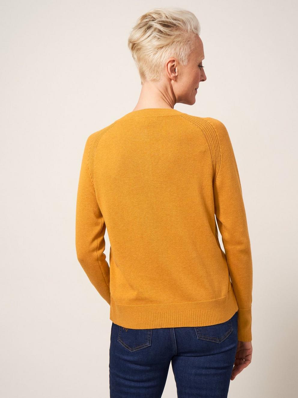 LULU CARDI in LGT BROWN - MODEL BACK