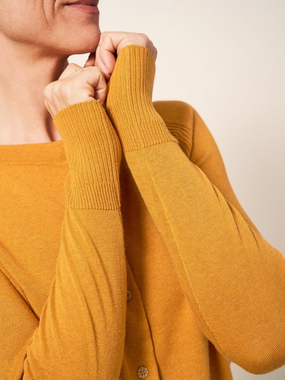 LULU CARDI in LGT BROWN - MODEL DETAIL