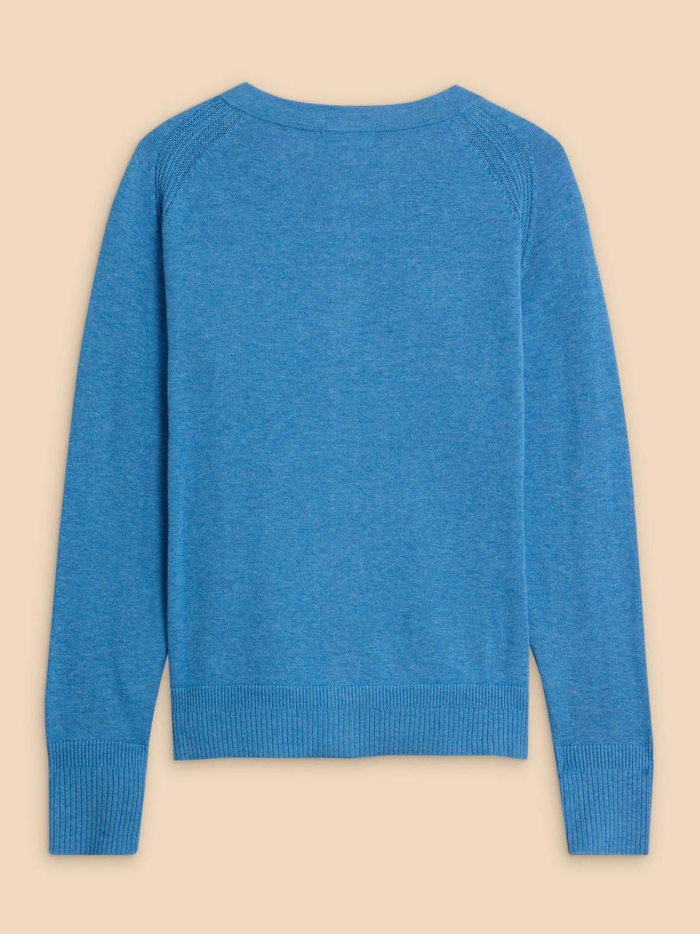 LULU CARDI in MID BLUE - FLAT BACK