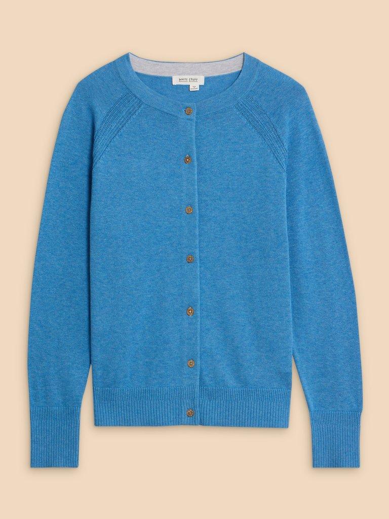 LULU CARDI in MID BLUE - FLAT FRONT