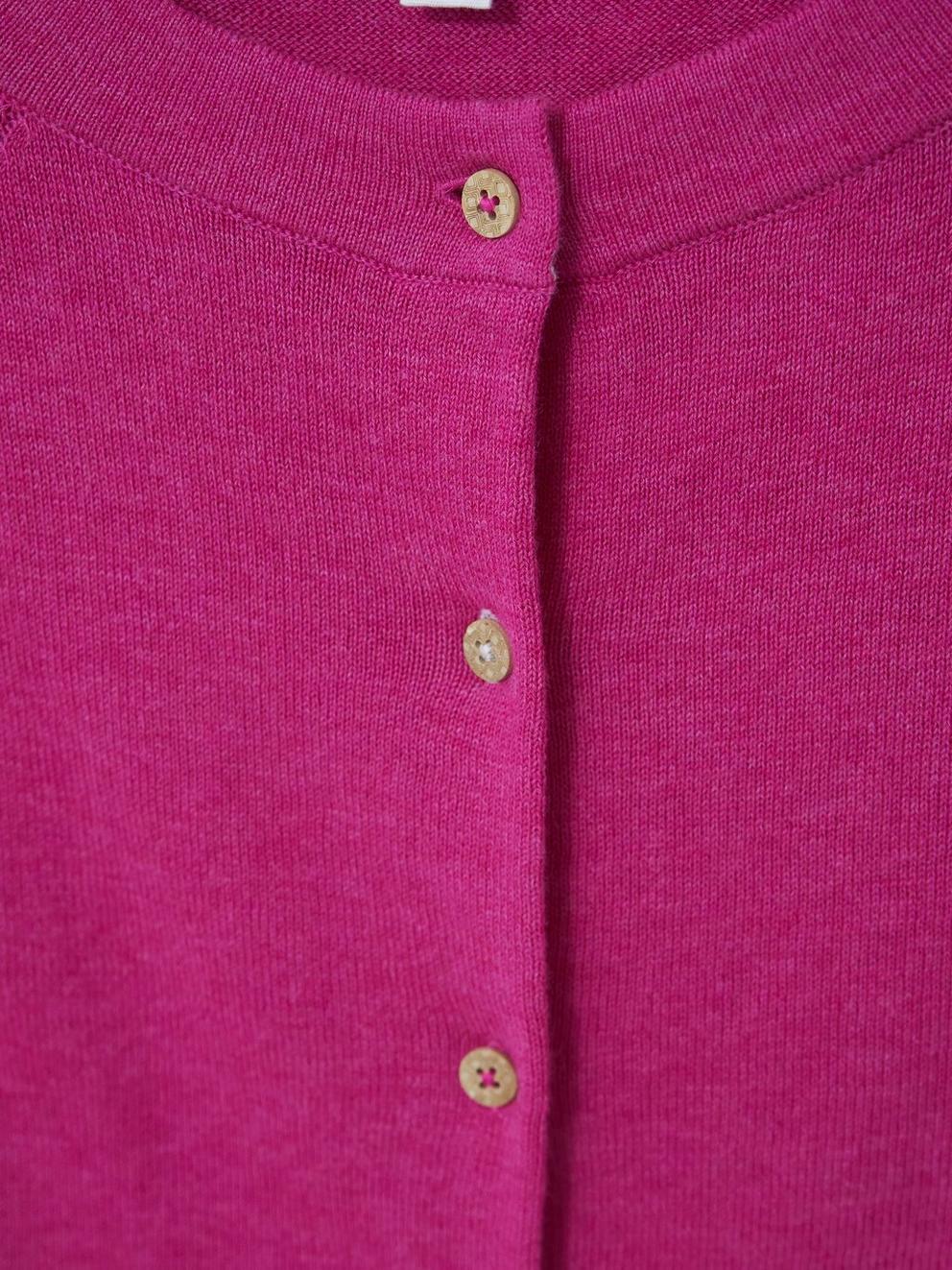 LULU CARDI in MID PINK - FLAT DETAIL