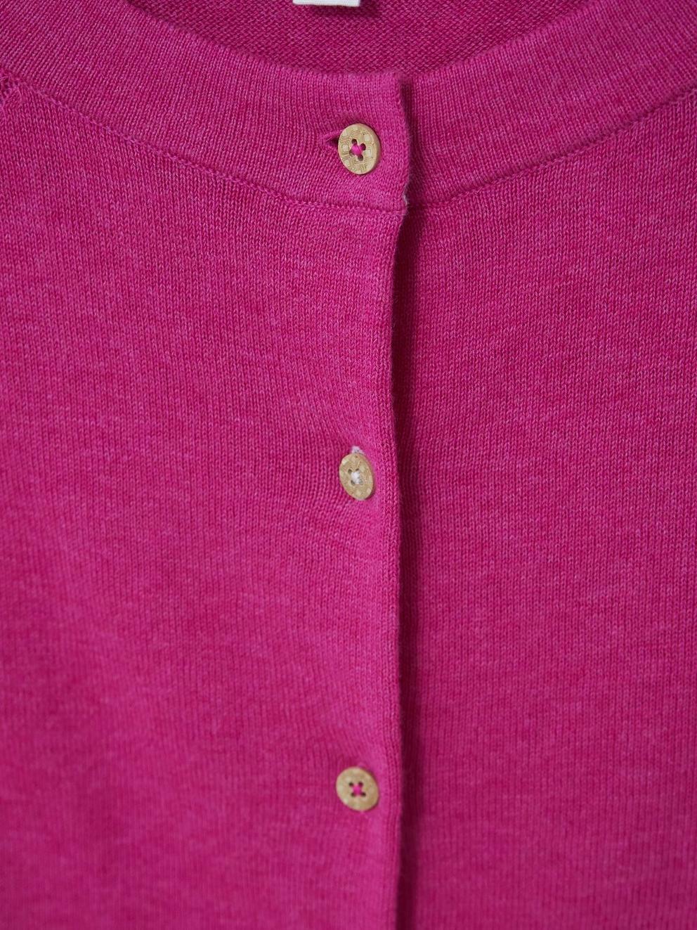 LULU CARDI in MID PINK - FLAT DETAIL