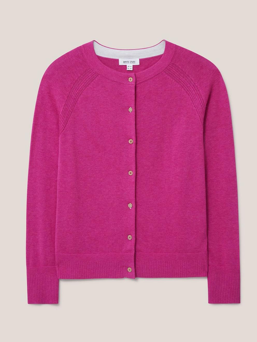 LULU CARDI in MID PINK - FLAT FRONT