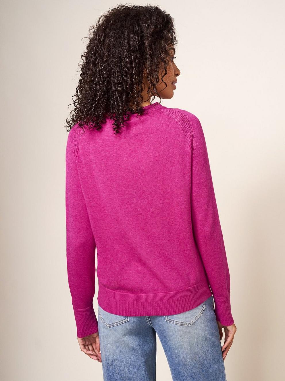 LULU CARDI in MID PINK - MODEL BACK