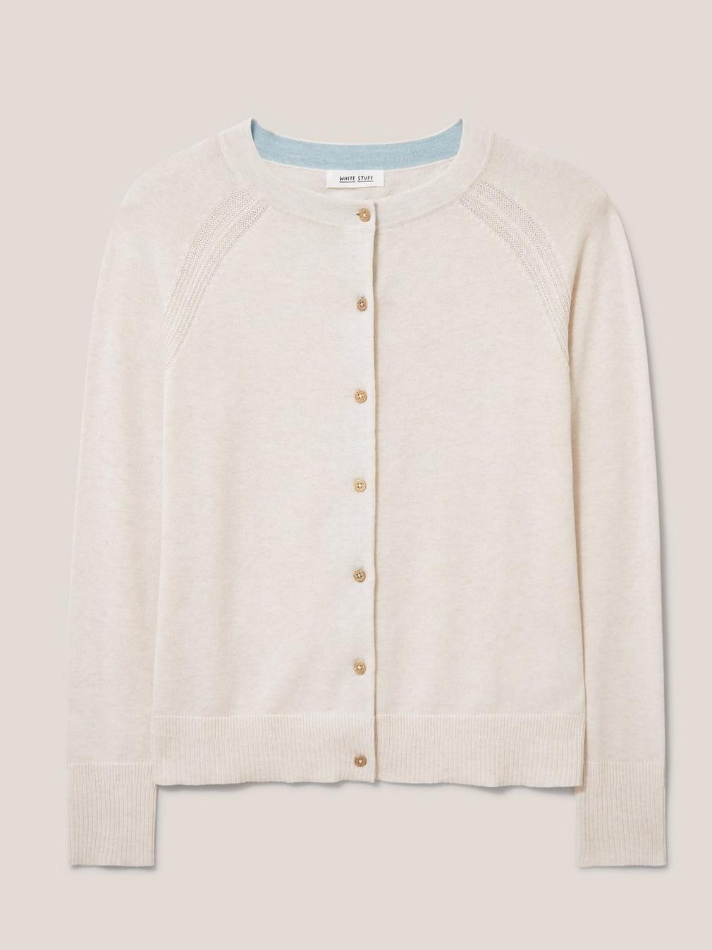 LULU CARDI in NAT WHITE - FLAT FRONT