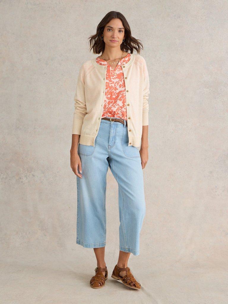 LULU CARDI in NAT WHITE - MODEL FRONT