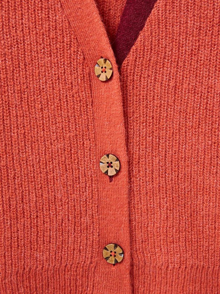 Dehlia Knitted Cardigan in MID ORANGE - FLAT DETAIL