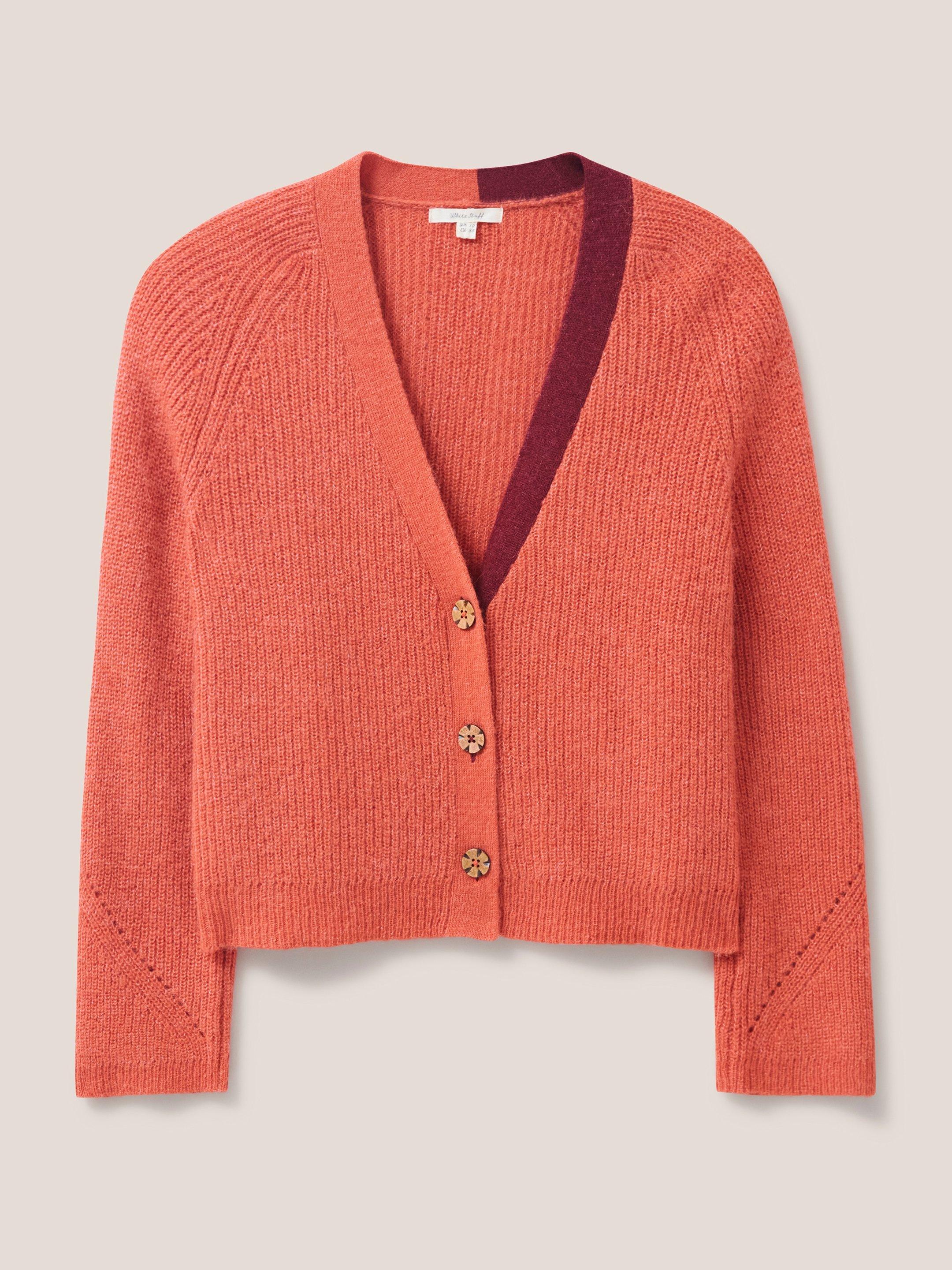Dehlia Knitted Cardigan in MID ORANGE - FLAT FRONT