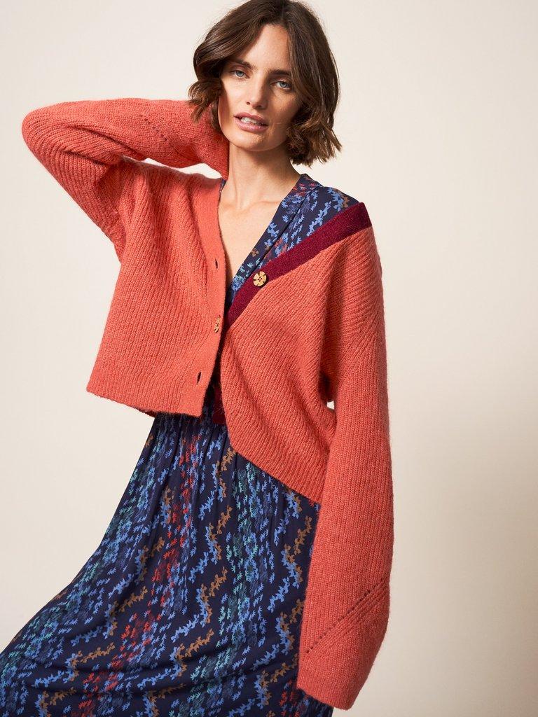 Dehlia Knitted Cardigan in MID ORANGE - LIFESTYLE