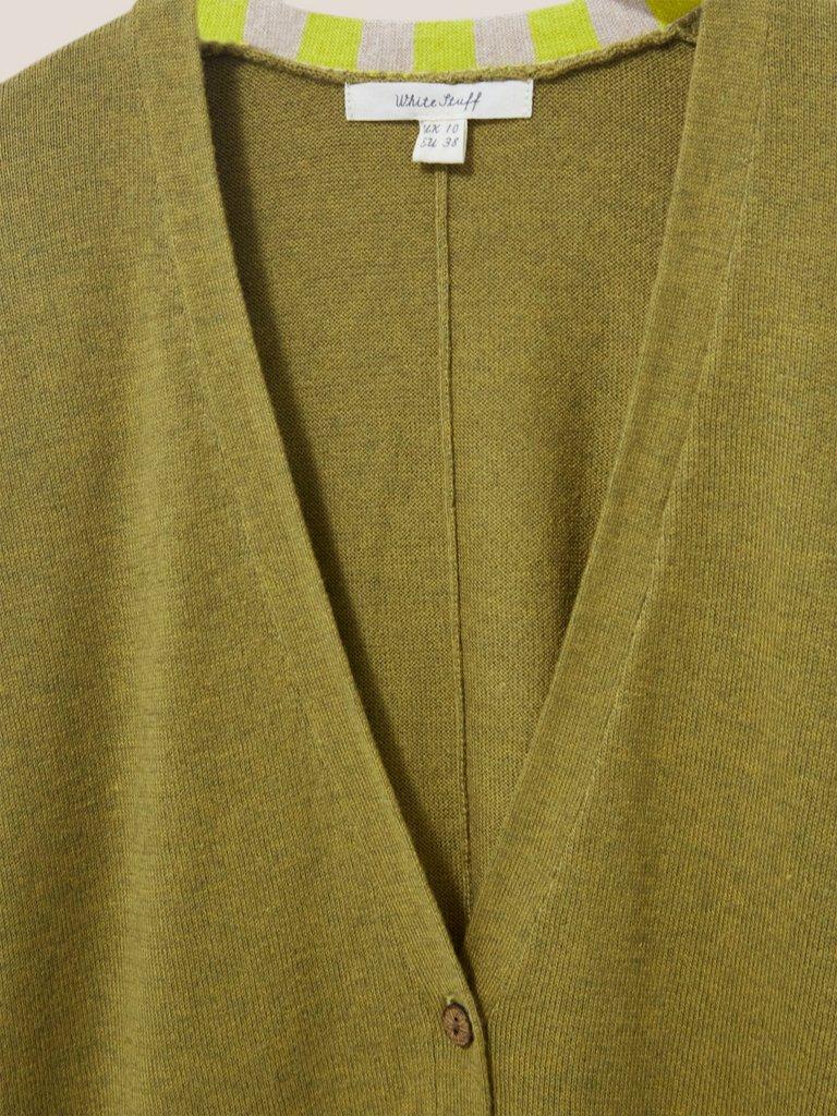OLIVE CARDI in DEEP GRN - FLAT DETAIL