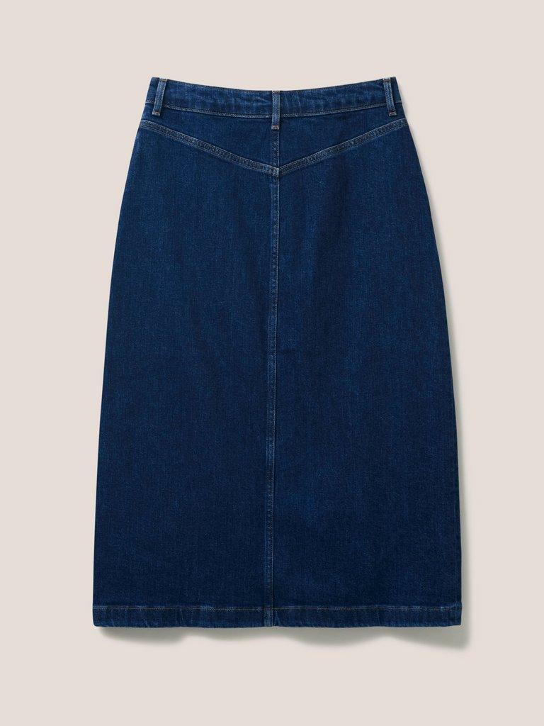 Colleen Denim Knee Length Skirt in DK DENIM - FLAT BACK