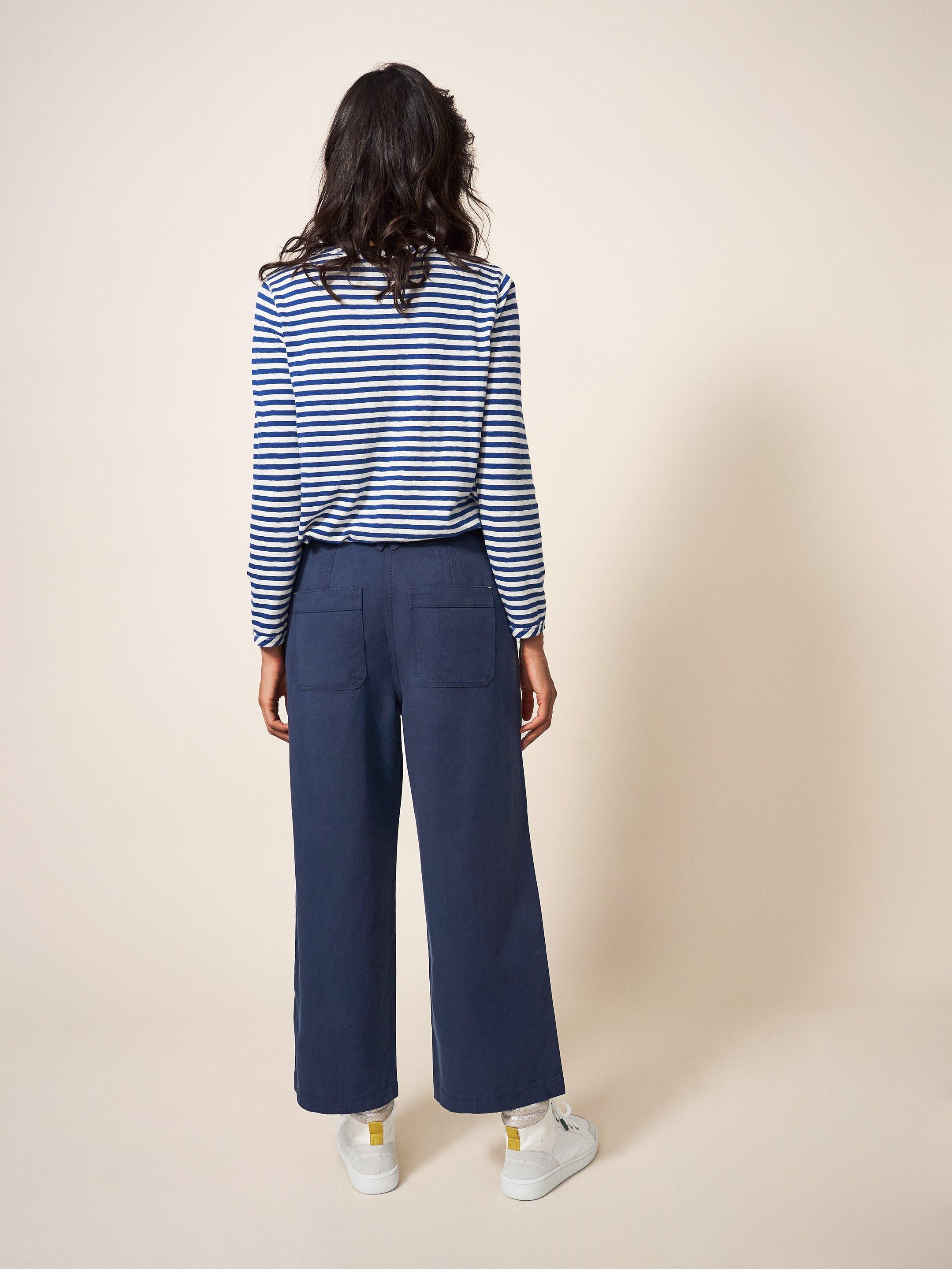 Harper Wide Leg Trouser in DARK NAVY - MODEL BACK