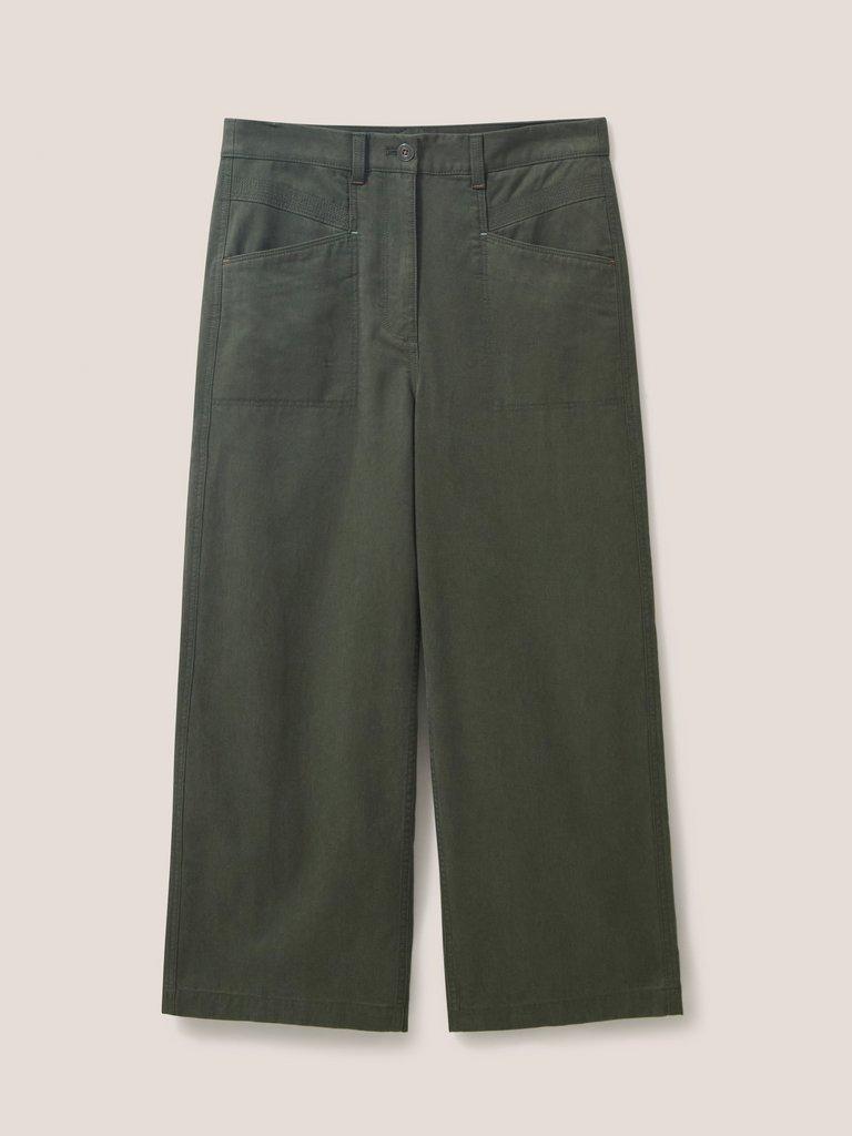 Harper Wide Leg Trouser in DK GREEN - FLAT FRONT