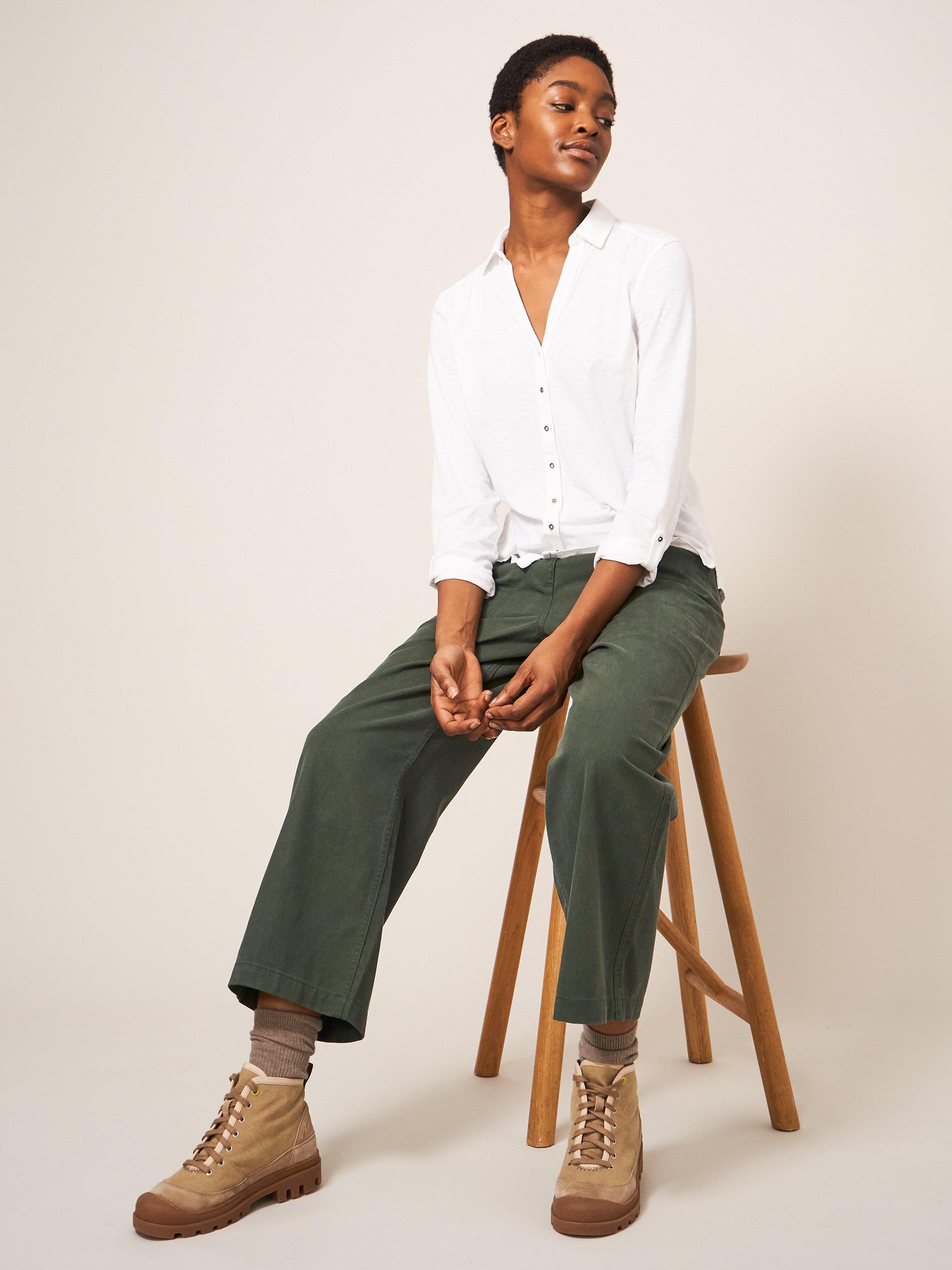 Olive green wide leg hot sale trousers