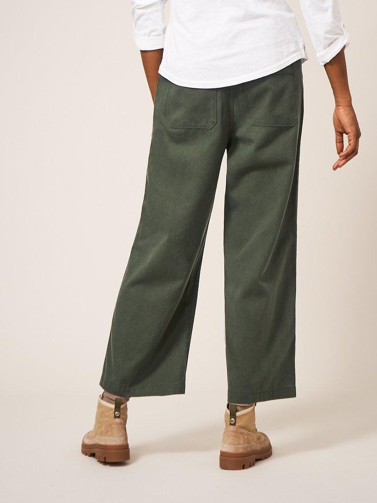 Harper Wide Leg Trouser in DK GREEN - MODEL BACK