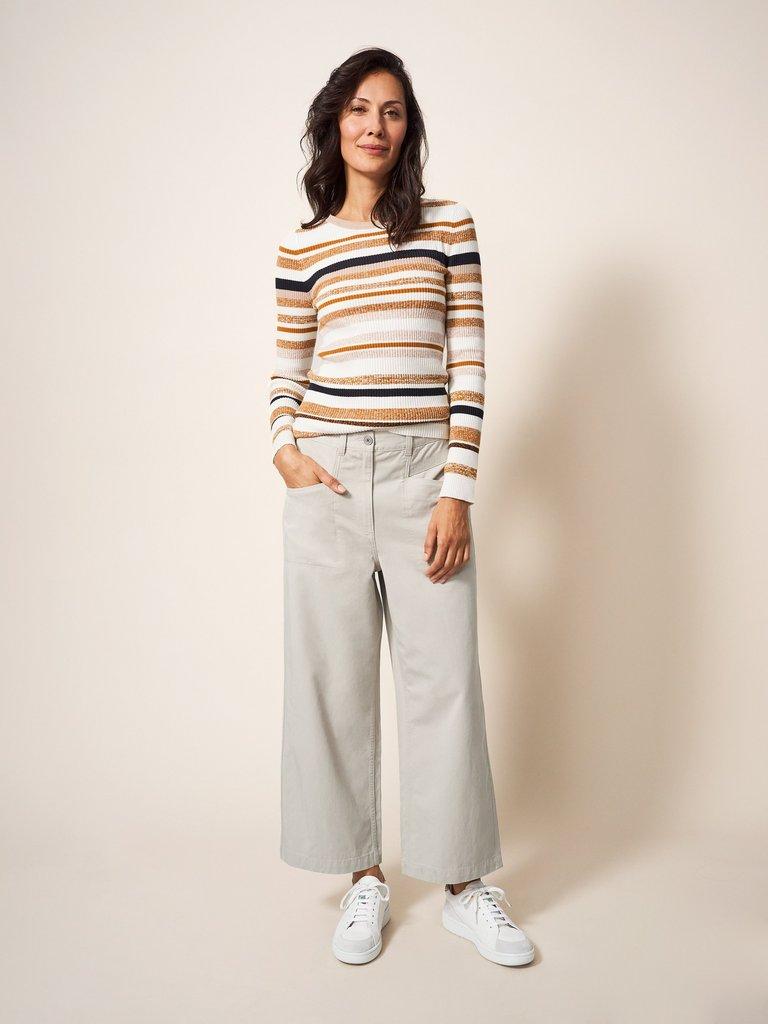 White Cropped Pants Wide Leg High Waist