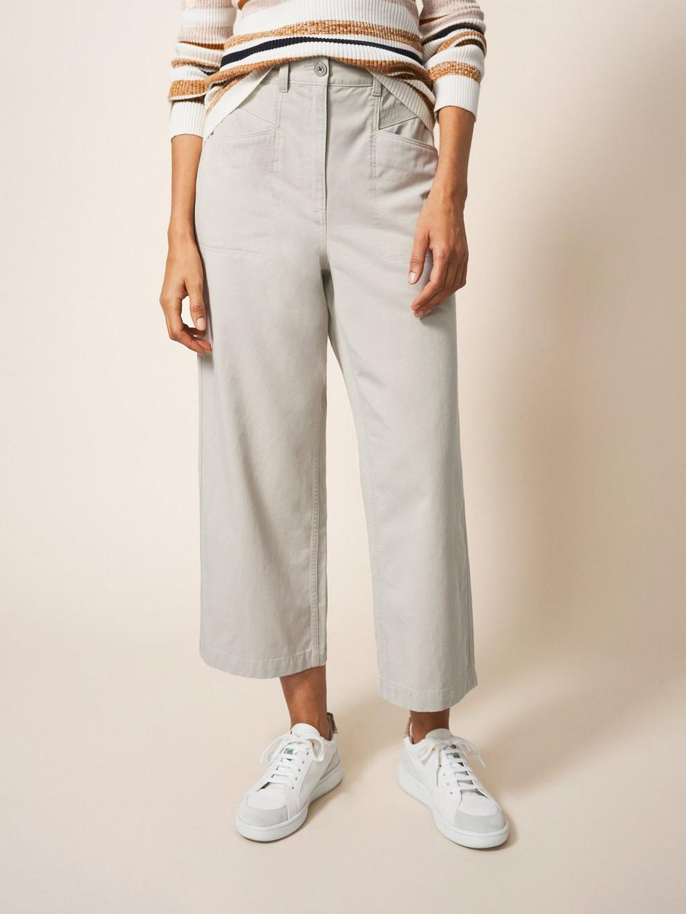 Harper Wide Leg Trouser in MID GREY - MODEL FRONT