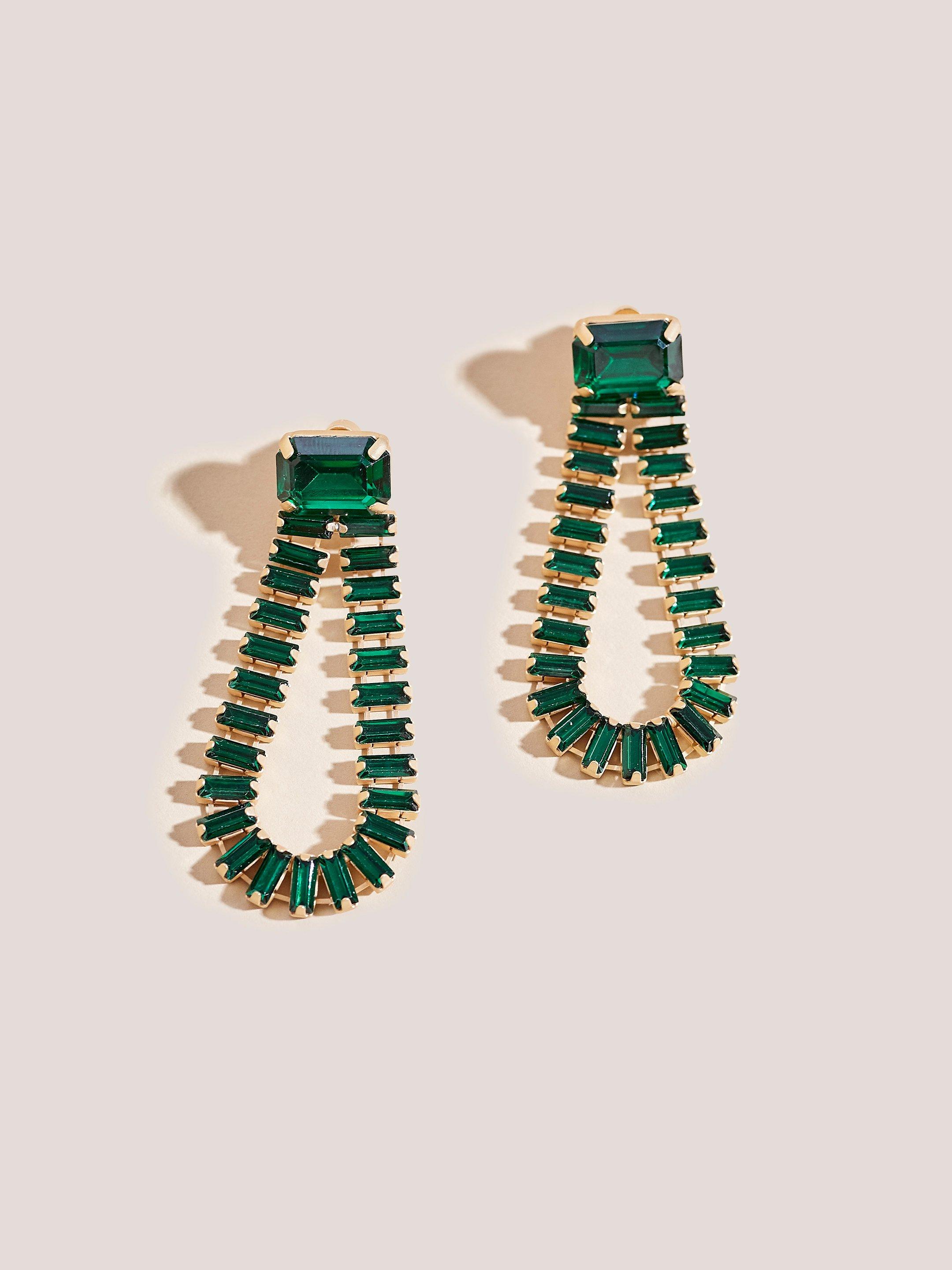 Statement Teardrop Earrings in GREEN MLT - FLAT FRONT
