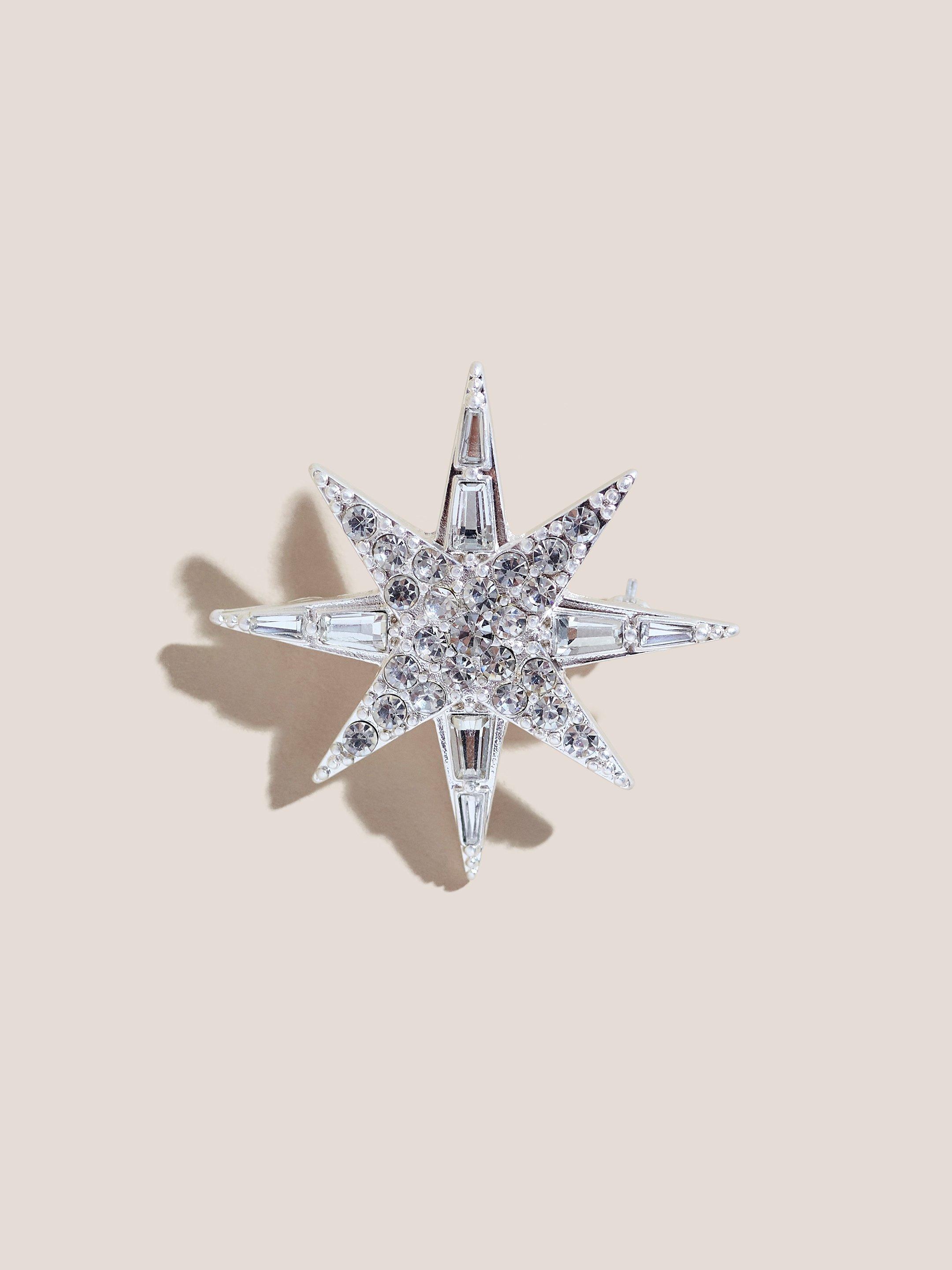 Shining Star Brooch in SLV TN MET - FLAT FRONT
