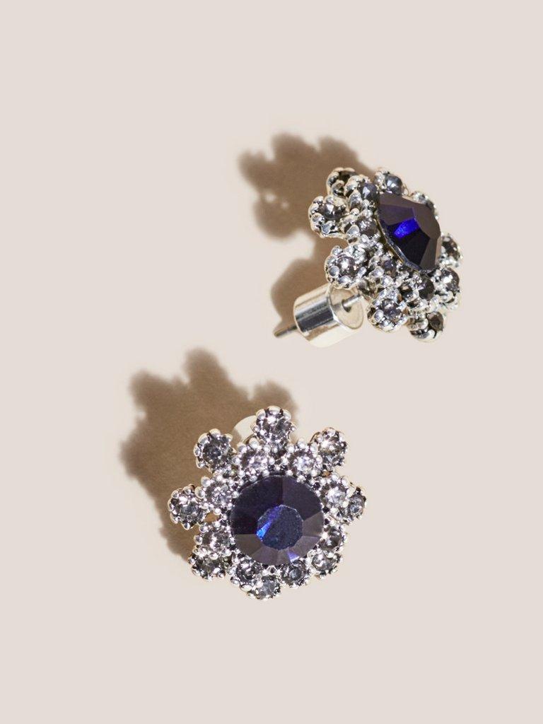 Flower Stud Earrings in BLK MLT - FLAT DETAIL