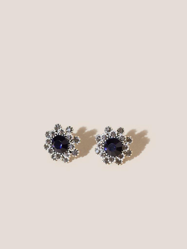 Flower Stud Earrings in BLK MLT - FLAT FRONT