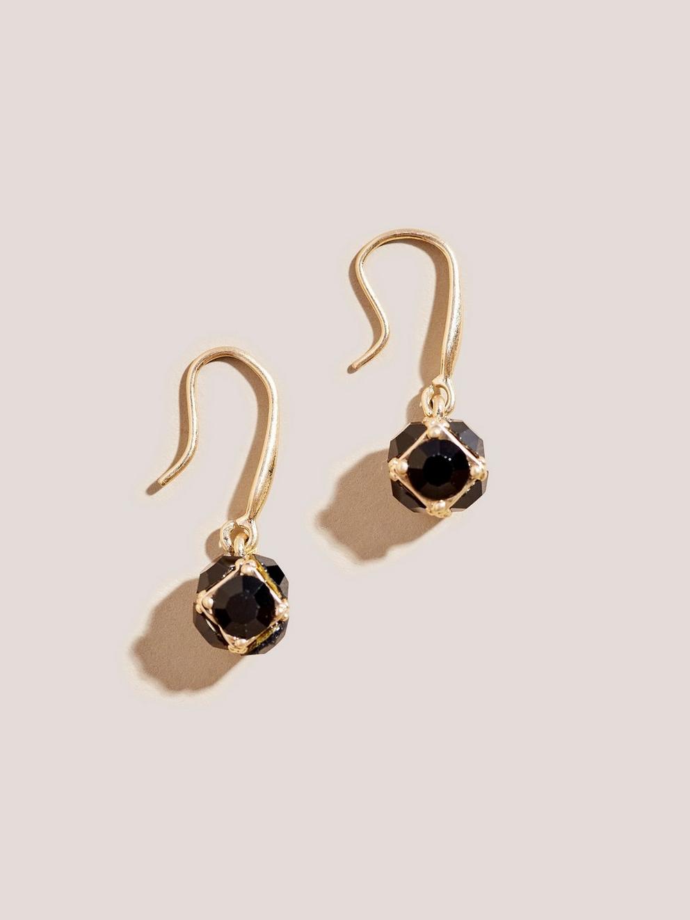 Stone Drop Earrings in BLK MLT - FLAT FRONT