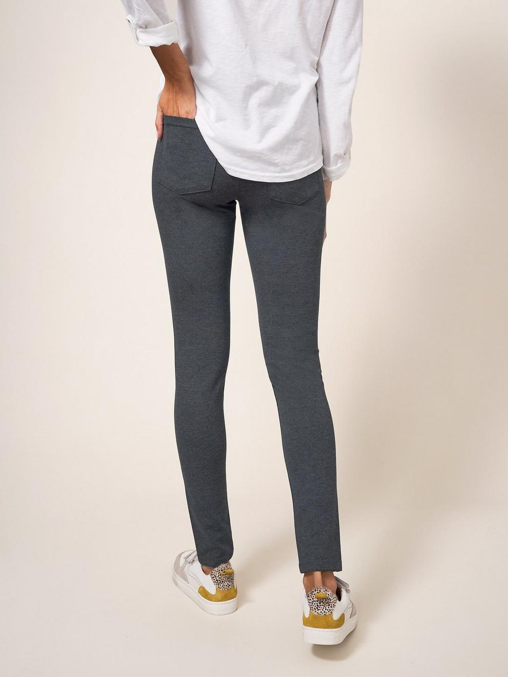 Jodie Ponte Jeggings in GREY MARL - MODEL BACK