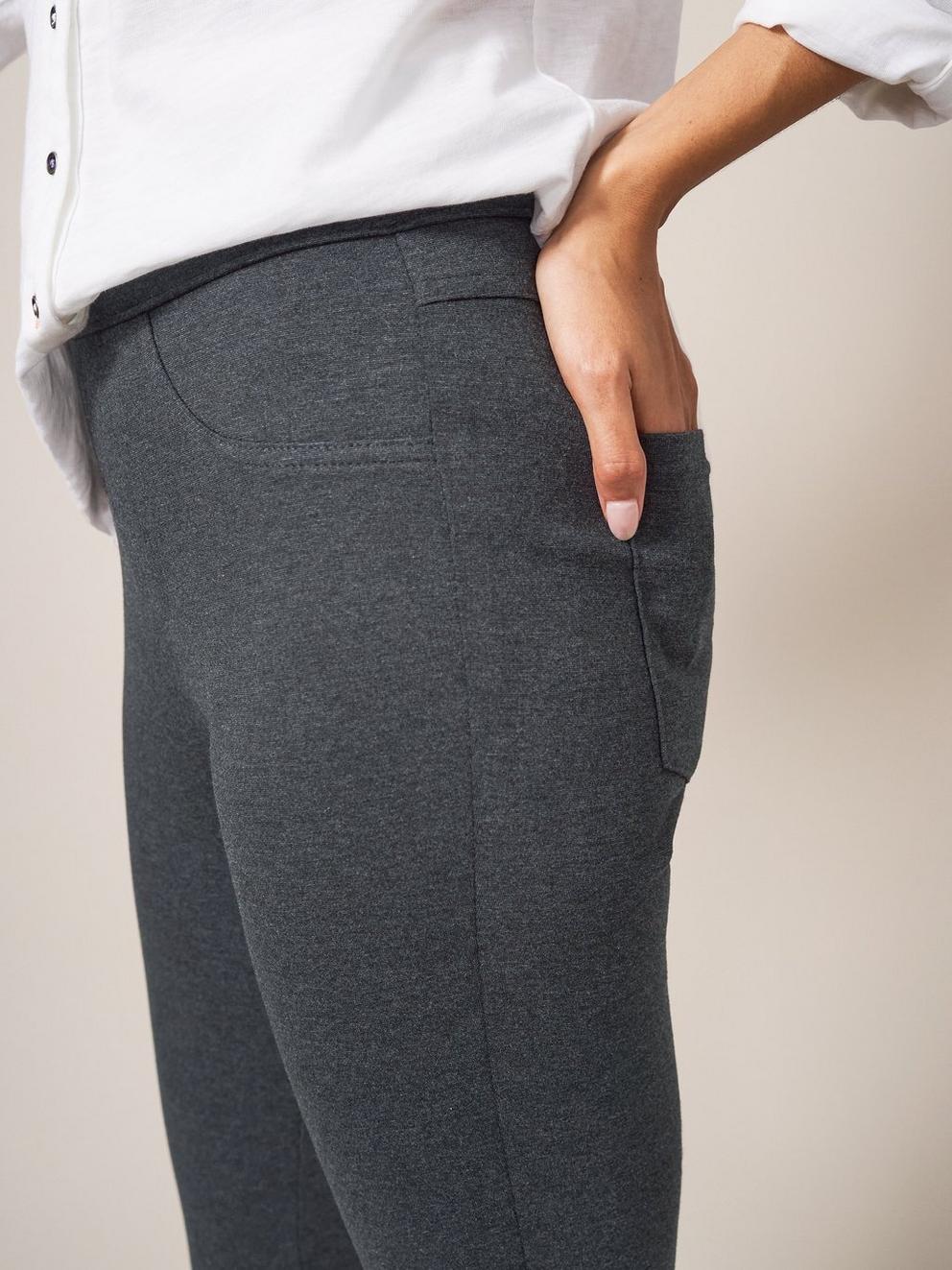 Jodie Ponte Jeggings in GREY MARL - MODEL DETAIL