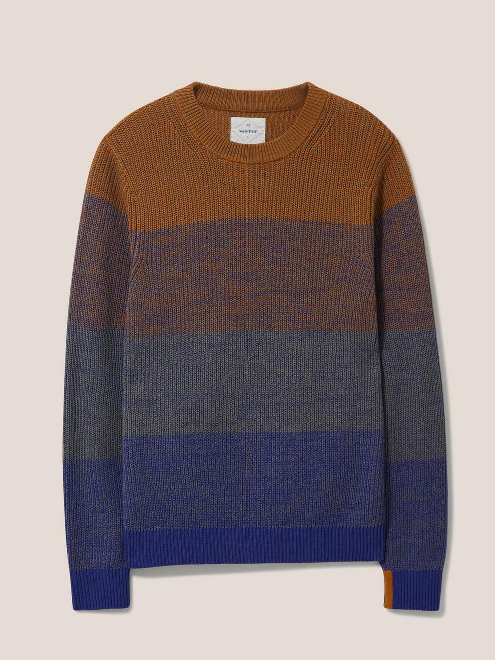 Colourblock Twisted Crew in NAVY MULTI - FLAT FRONT
