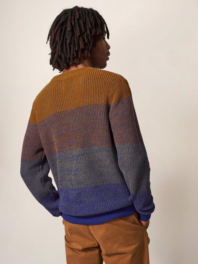 Colourblock Twisted Crew in NAVY MULTI - MODEL BACK