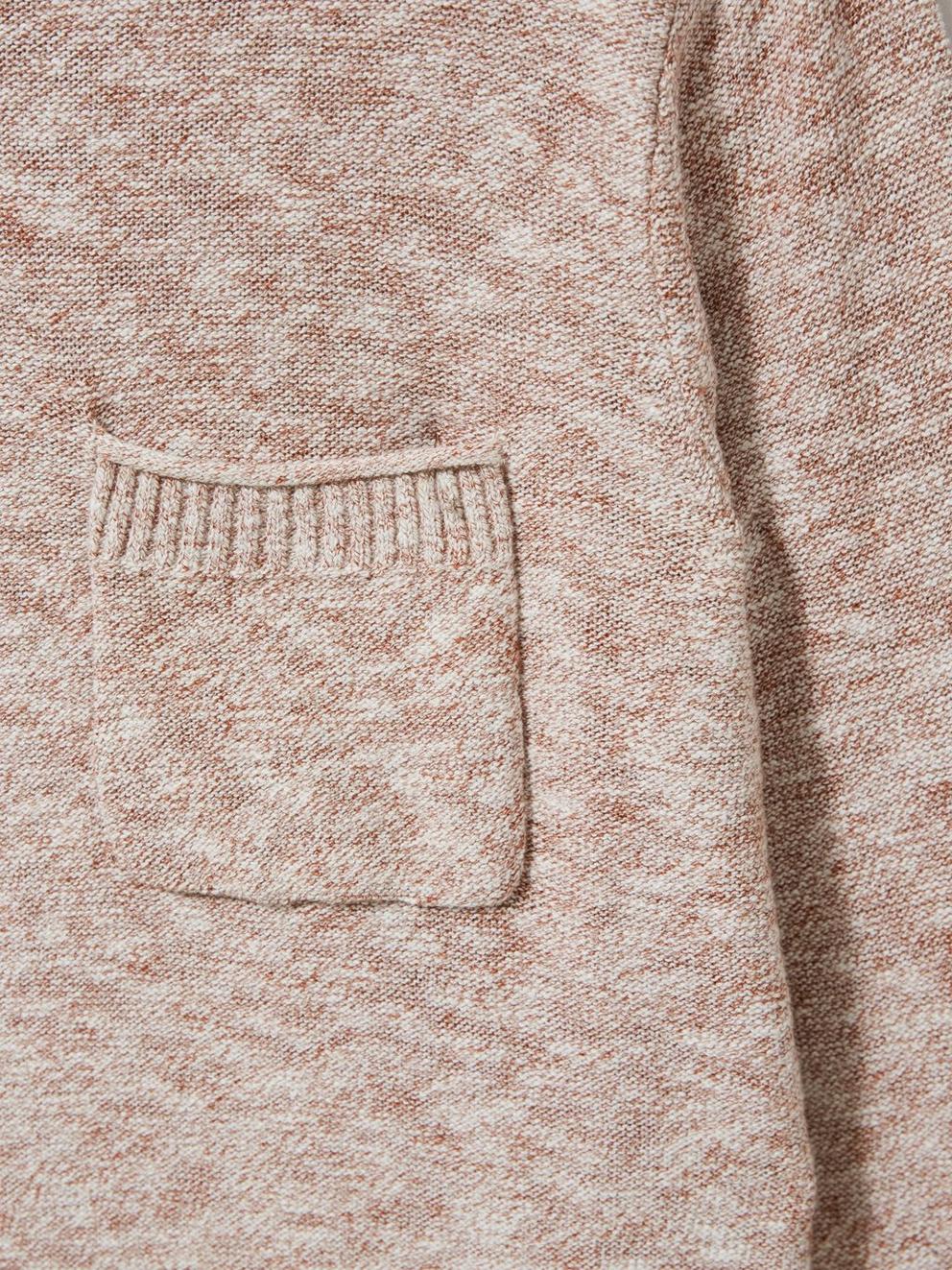 Grainger Pocket Crew in MID BROWN - FLAT DETAIL