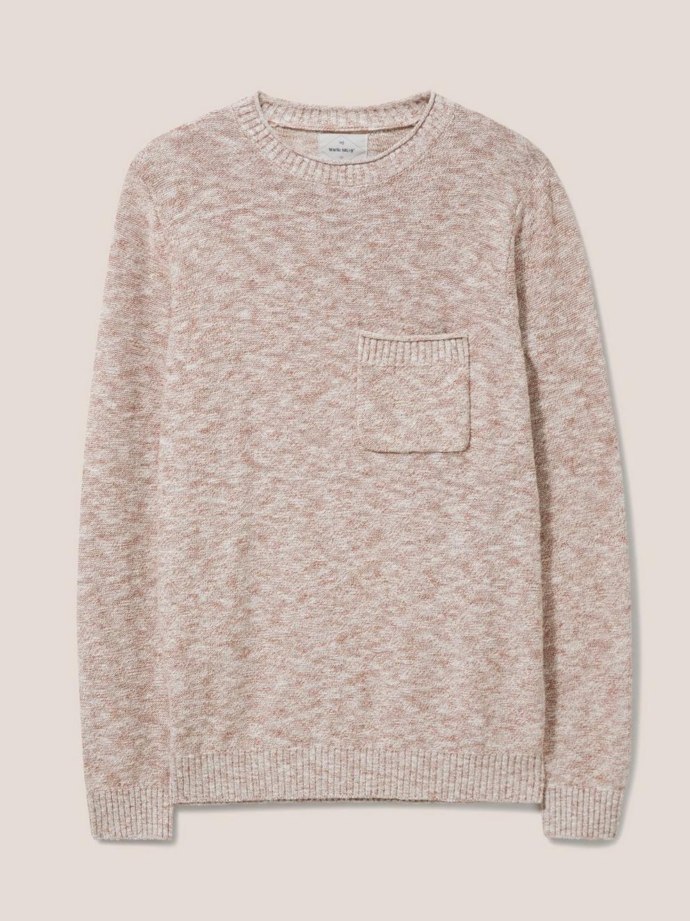 Grainger Pocket Crew in MID BROWN - FLAT FRONT