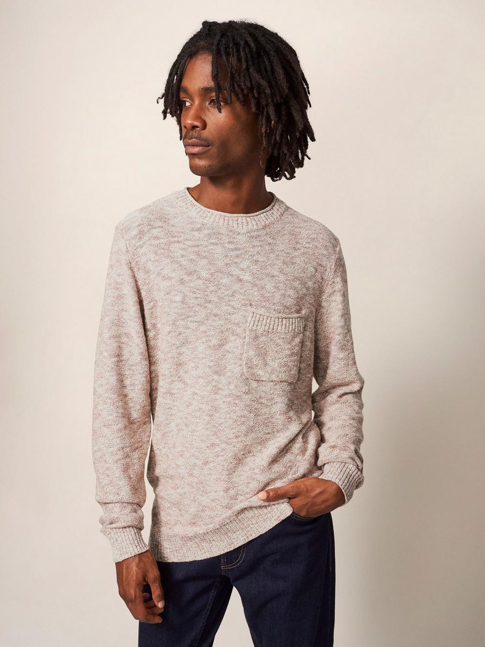 Grainger Pocket Crew in MID BROWN - LIFESTYLE