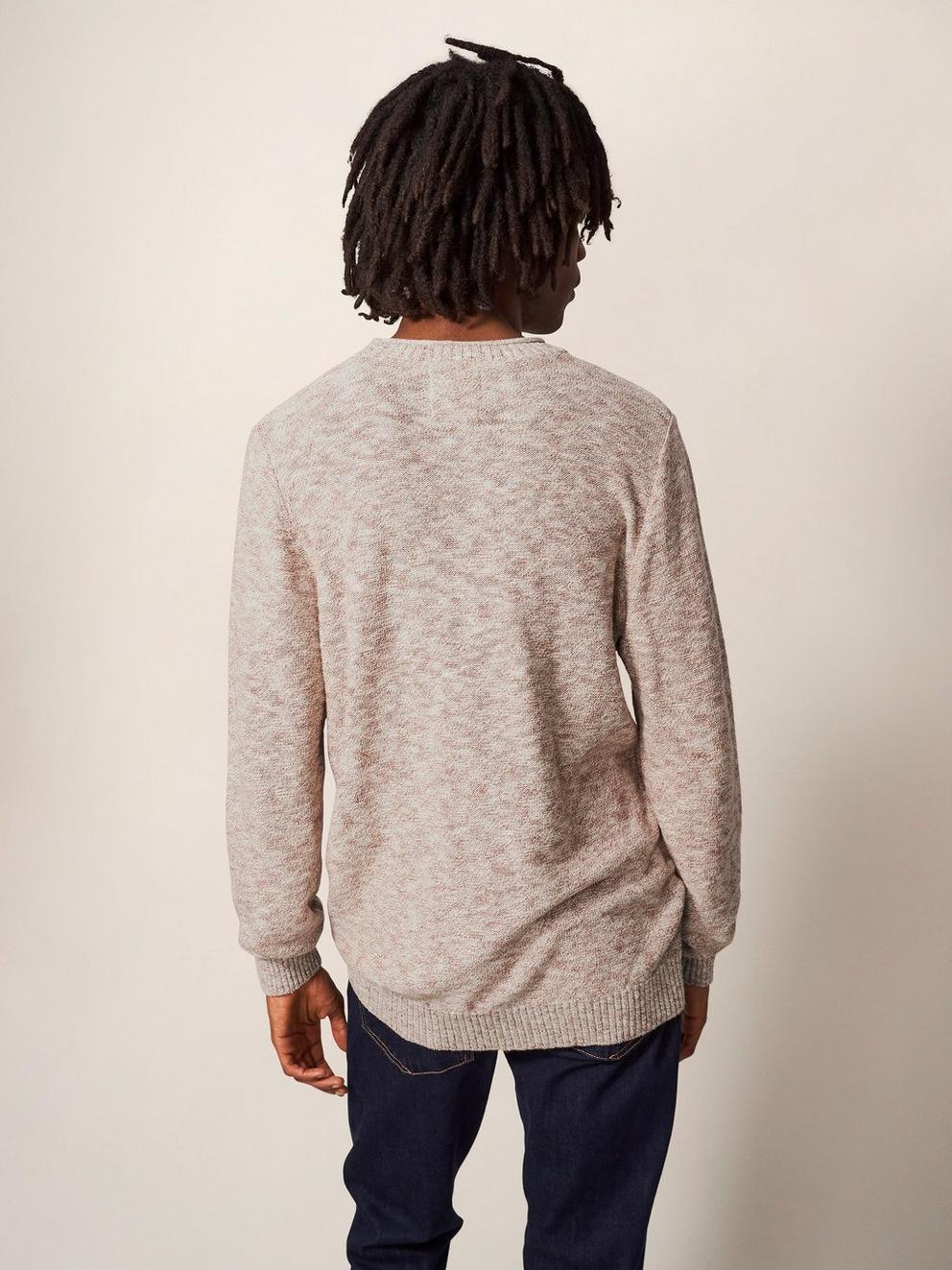 Grainger Pocket Crew in MID BROWN - MODEL BACK