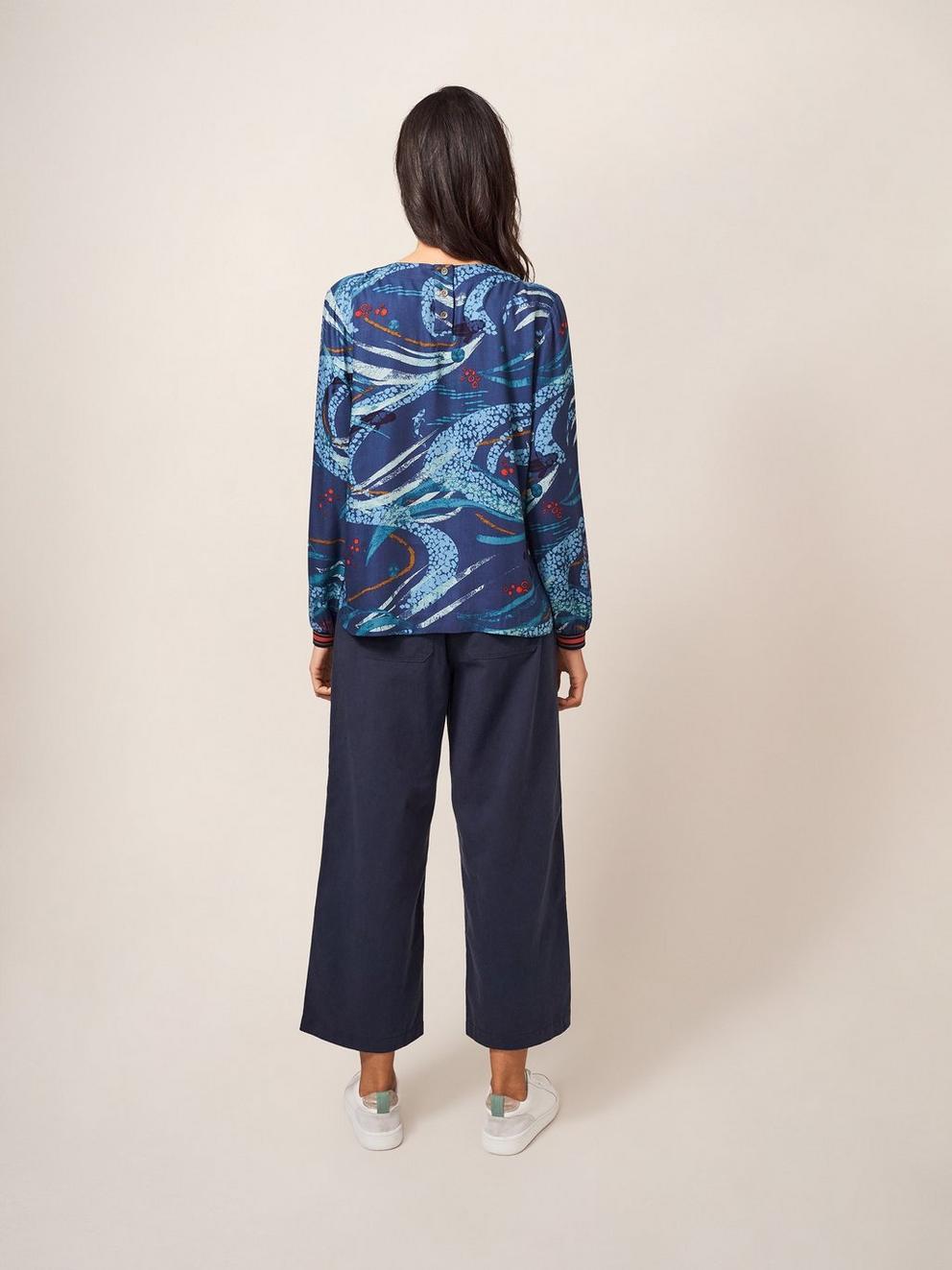 Iris Top in BLUE MLT - MODEL BACK