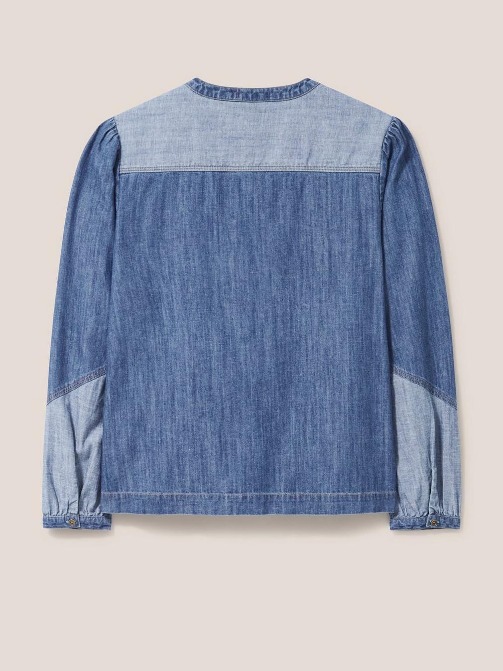 Jasmine Denim Shirt in MID DENIM - FLAT BACK