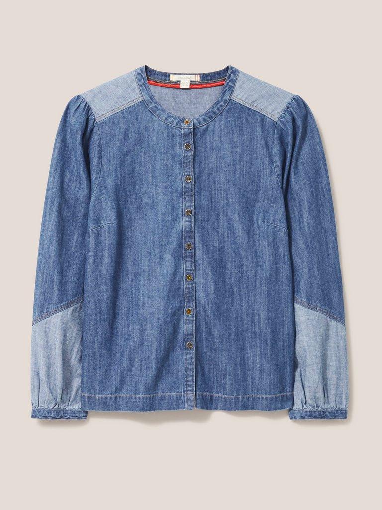 Jasmine Denim Shirt in MID DENIM - FLAT FRONT