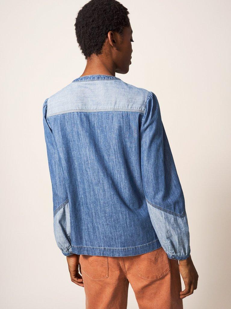 Jasmine Denim Shirt in MID DENIM - MODEL BACK