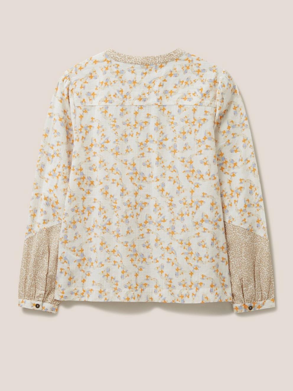 Jasmine Cotton Shirt in IVORY MLT - FLAT BACK