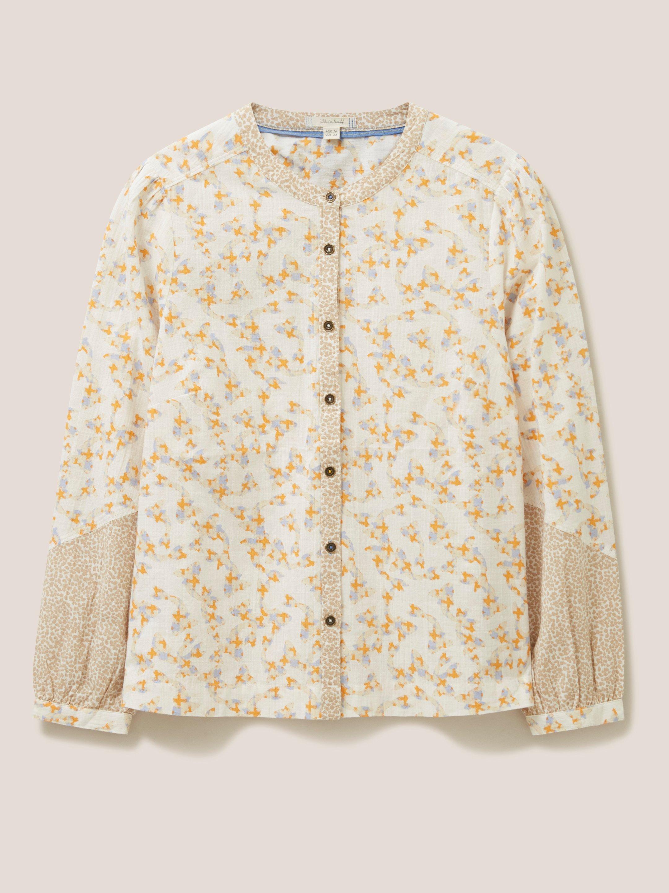 Jasmine Cotton Shirt in IVORY MLT - FLAT FRONT