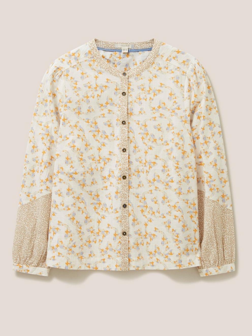 Jasmine Cotton Shirt in IVORY MLT - FLAT FRONT