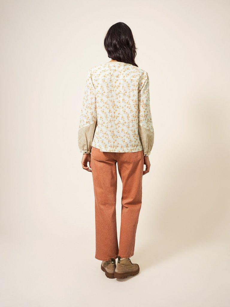 Jasmine Cotton Shirt in IVORY MLT - MODEL BACK