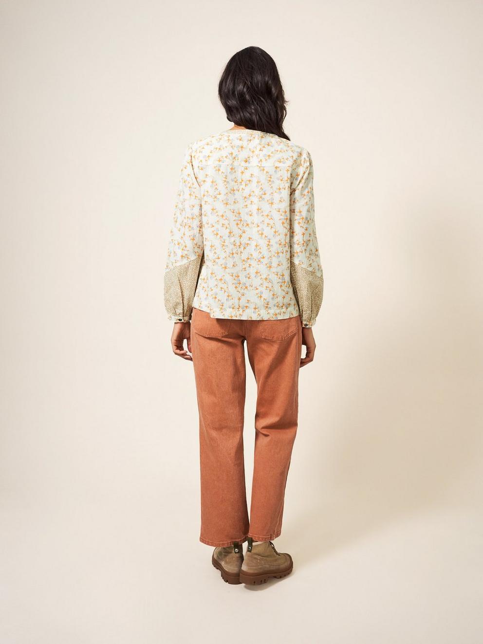 Jasmine Cotton Shirt in IVORY MLT - MODEL BACK